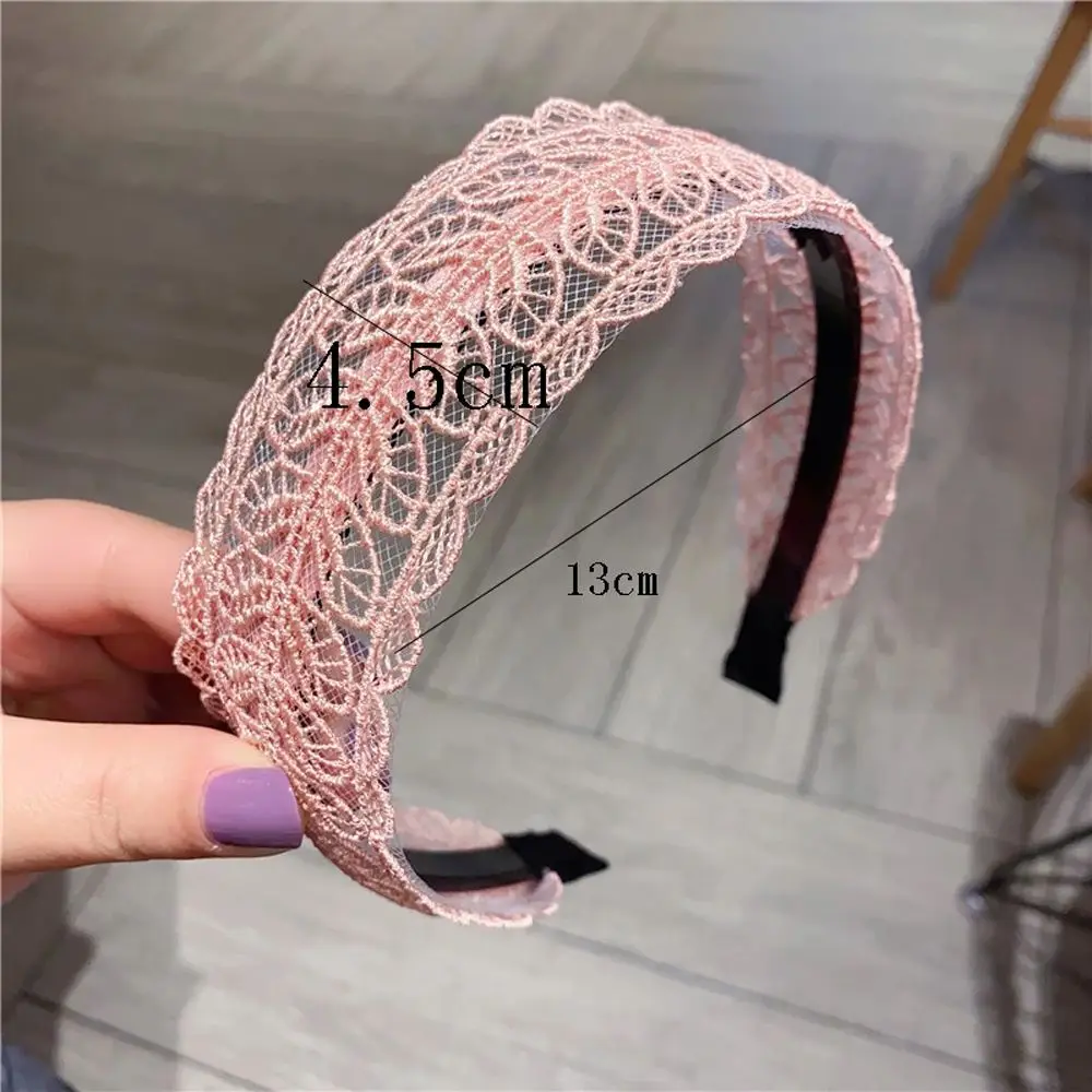 Fashion Design Make up Temperament Resin Korean Style Hair Wear Women Hair Accessories Wide Side Hairband Lace  Leaves Headband