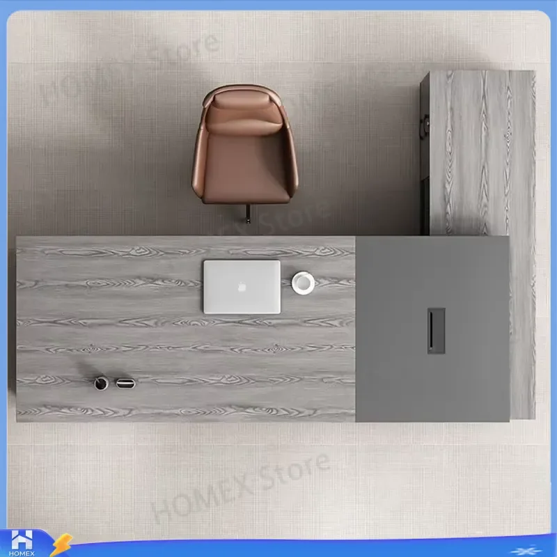 Modern Computer Desk Home Office Writing Table Executive Workstation with Display Shelf Compact Study Desk for Bedroom Living
