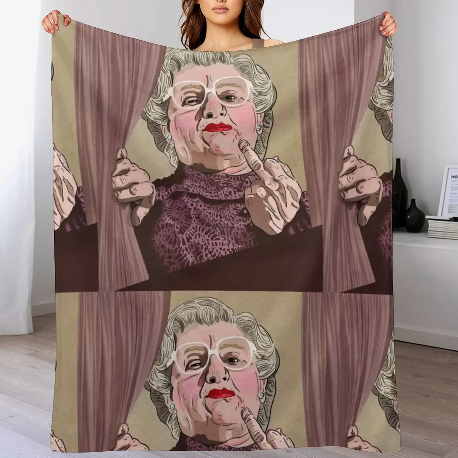 

Mrs Doubtfire middle finger - Illustration - Robin Williams - Film Throw Blanket Reusable Durable Soft Blanket for All Seasons