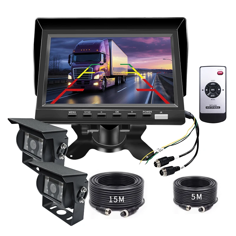 Tech 7 Inch AHD TFT IPS LCD Color Monitor RGB Rearview Mirror Camera 1024x600 Resolution 600cd/m Brightness SD/USB 1 Year