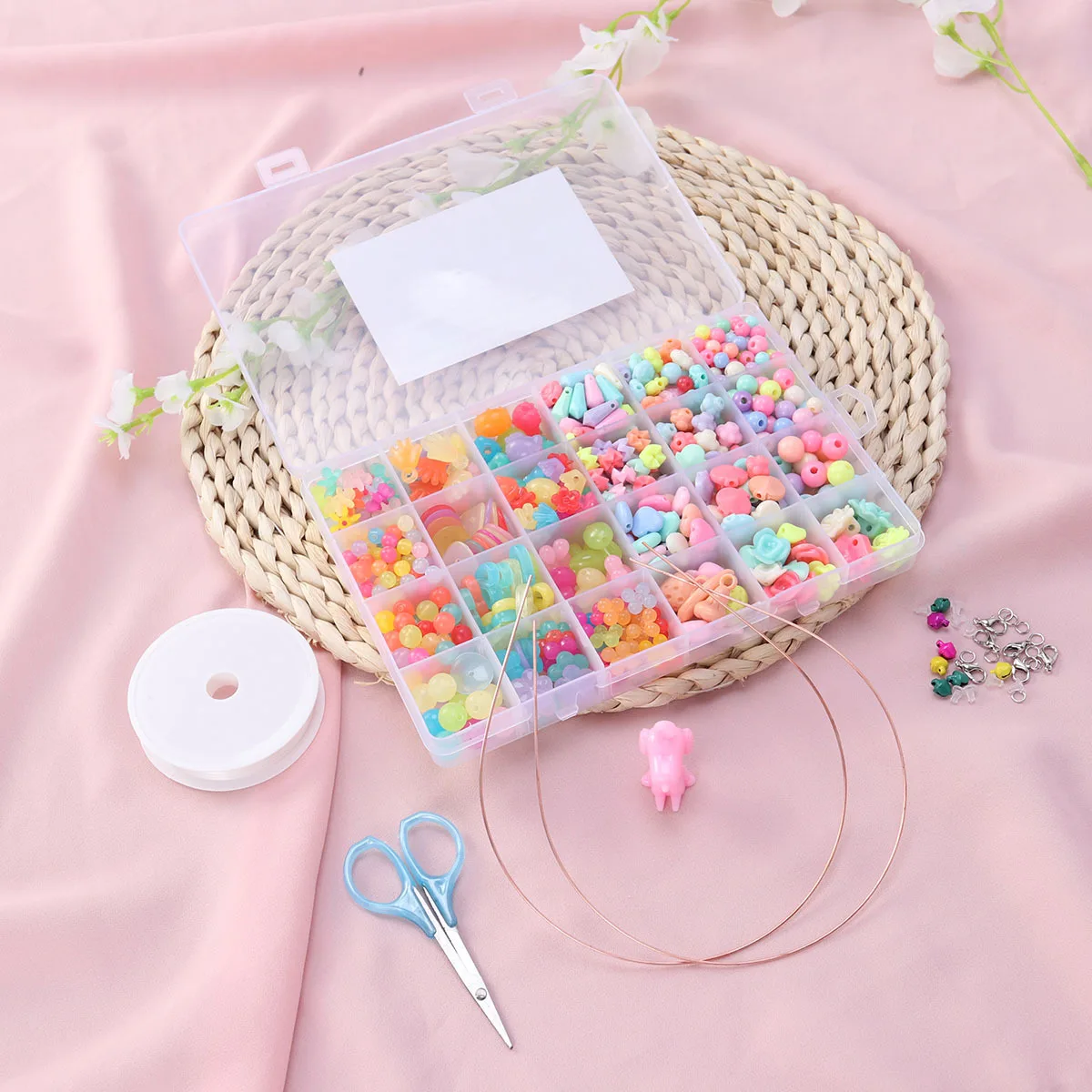 520Pcs Kids Beads Set DIY Jewelry Making Necklace Bracelets Earrings Handmade Educational Creativity Development for Girls