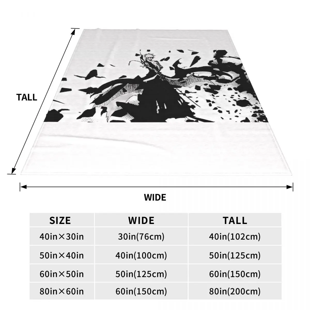Ichigo Kurosaki Anime Blanket Fleece Sofa Throw Blanket Portable for Home Bedroom Office Throws Bedspread Quilt