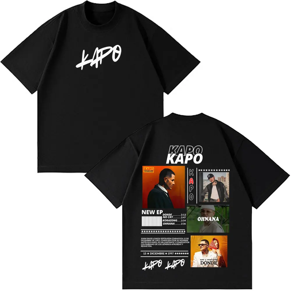 Camisetas Estampadas Rapper Kapo Por Si Alguien Nos Escucha Tour do Álbum 2026 Masculinas e Femininas Moda Hip-hop Harajuku Soltas