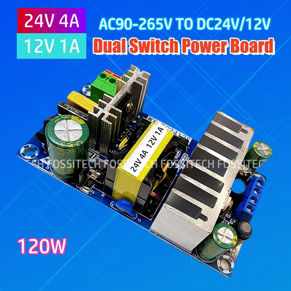 NEW Dual 24V4A/12V1A Power Switching Board 2-way Power Supply Board 24V/12V Isolated Power Supply AC-DC Power Switch Module 120W