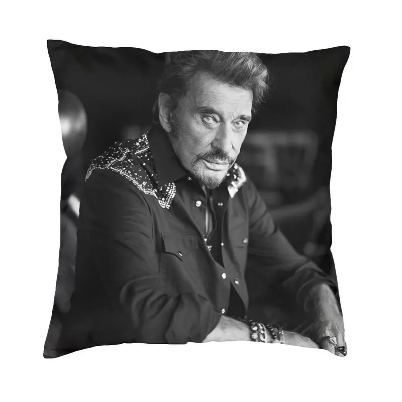 French Rock Singer Johnny Hallyday Cushion Cover Soft Velvet Luxury Pillow Cases Living Room Decoration