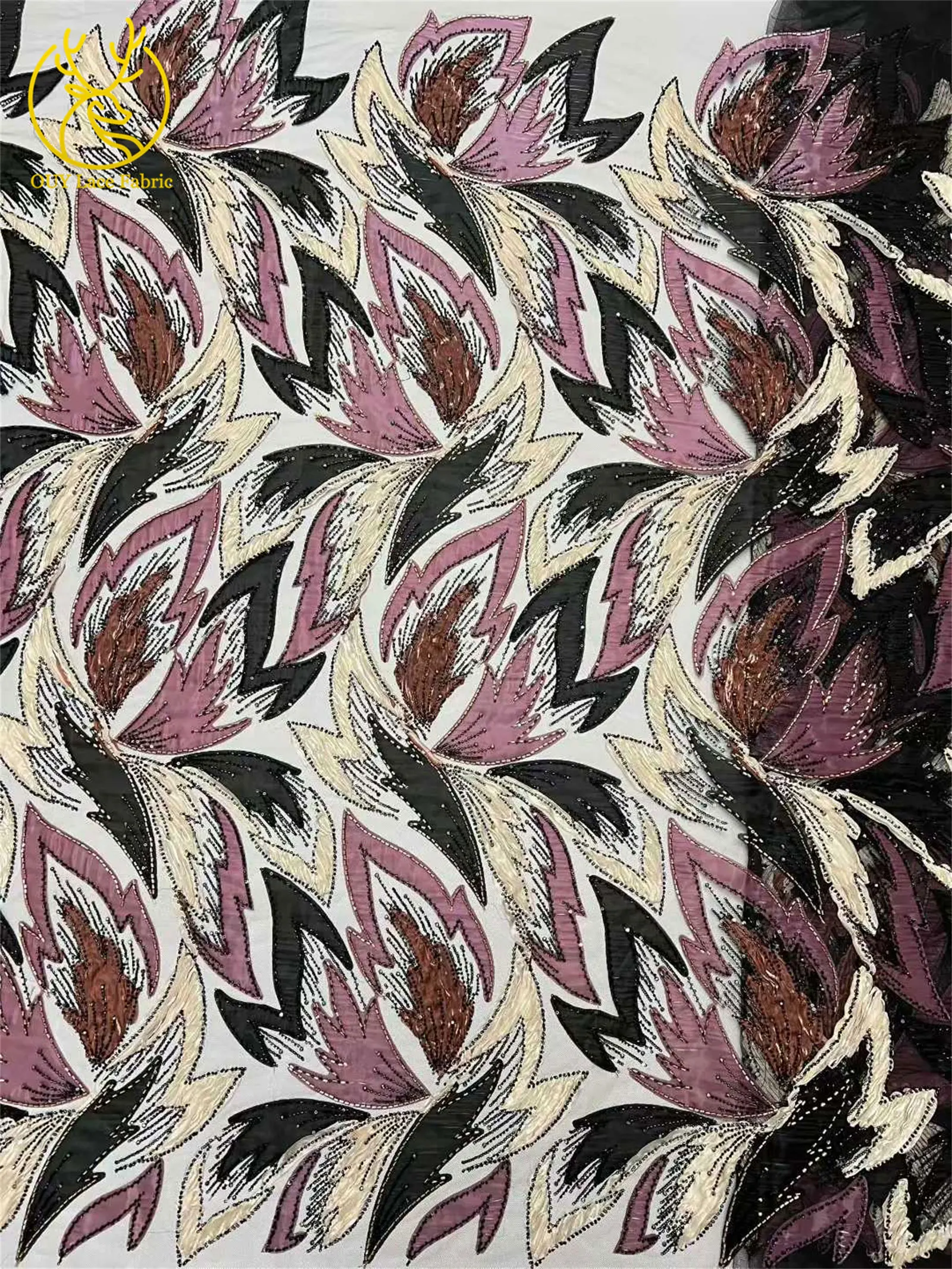 2026 Afrikanischer Perlen-Spitzenstoff 5 Yards Nigerianischer Französischer Pailletten-Tüll-Spitzenstoff für Damen-Abendkleider zum Nähen 5 Yards – Detail 6