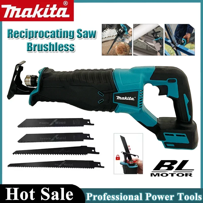 

Makita Brushless Reciprocating Saw Reciprocating Saw Portable Cordless Power Tools With 4pcs Saw Blades For 20V 18V Battery