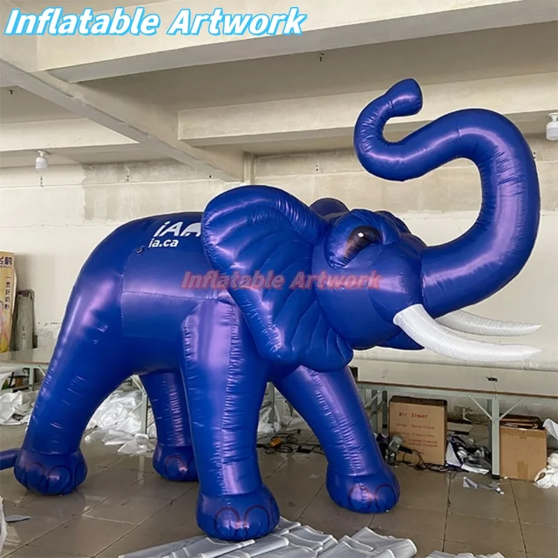 Custom Made 3 Meters Length Air Blown Blue Elephant for Event Party Decoration Toys