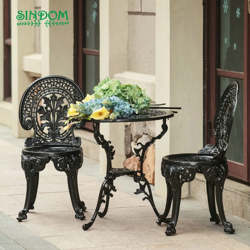 Outdoor Antique Aluminium Garden Tables and Chairs Patio Cafe Furniture Set