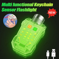 Multifunctional EDC Flashlight Keychain Light Induction Fluorescent Headlight LED Flash USB Rechargeable Emergency Work Light
