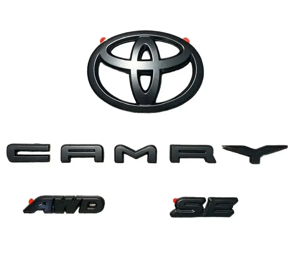 

4pcs ABS covering car logo black suitcase trunk sign sticker for Toyota 2018-2024 Camry SE AWD:PT948-03191-02 car accesorios