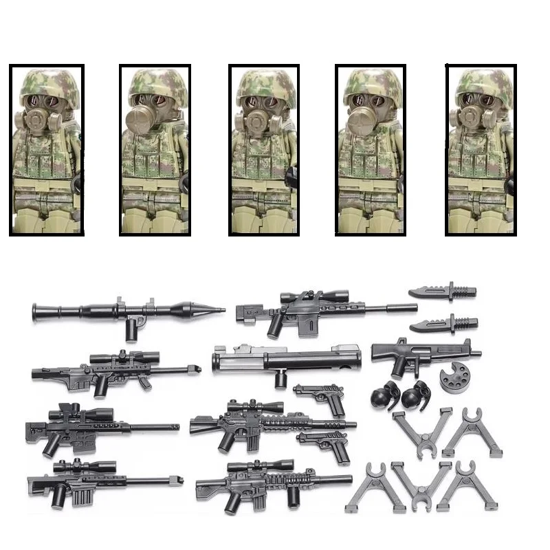 Décennie s de construction d'armes militaires, forces spéciales ukrainiennes, soldat SWAT Commando, masque à gaz, figurines pistolets, guerre moderne, briques de l'armée, jouets