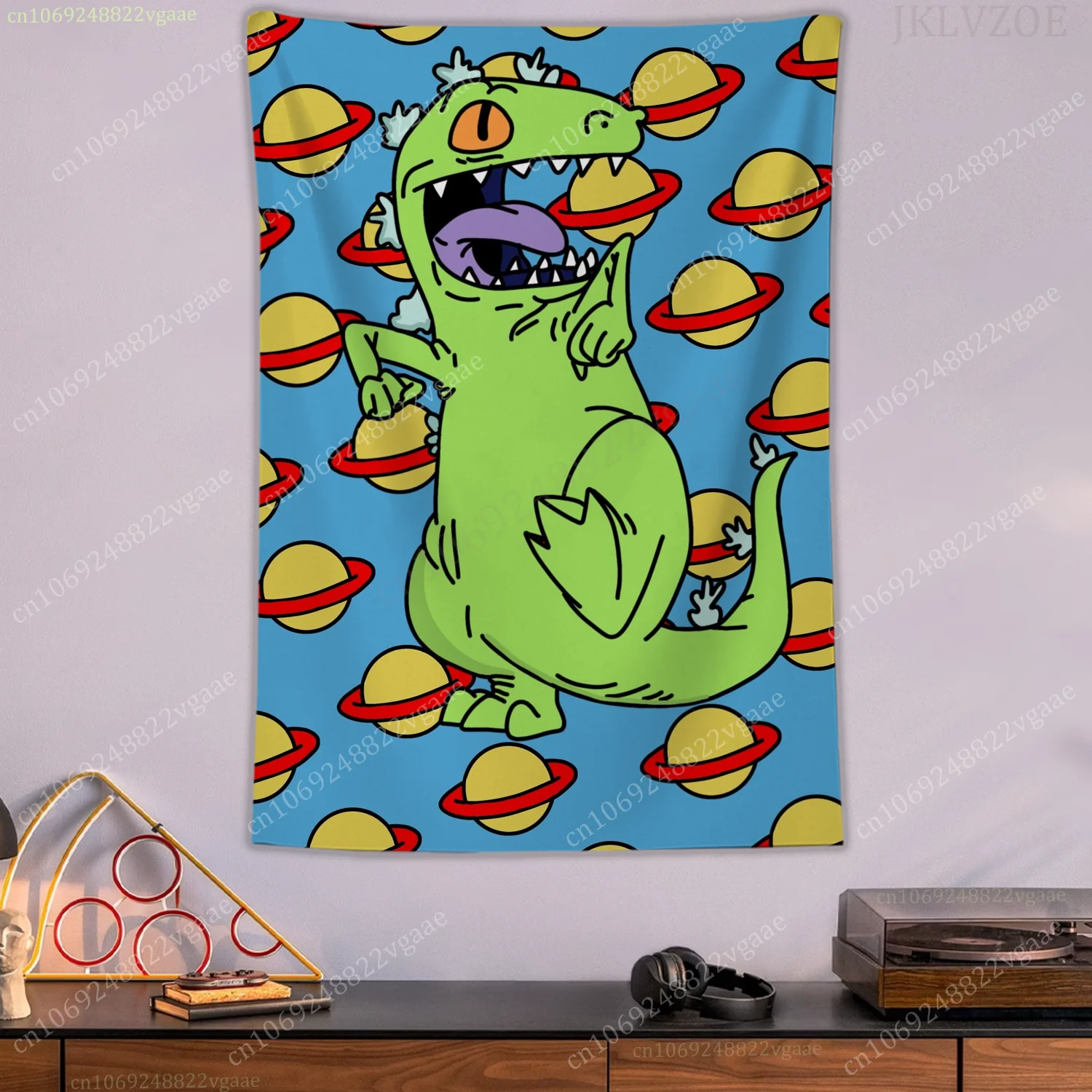 Rugrats نسيج تومي المخلل ملصق جدار المفروشات لغرفة النوم الديكور الجمالية Tapices العلم Reptar خلفية الكتابة على الجدران