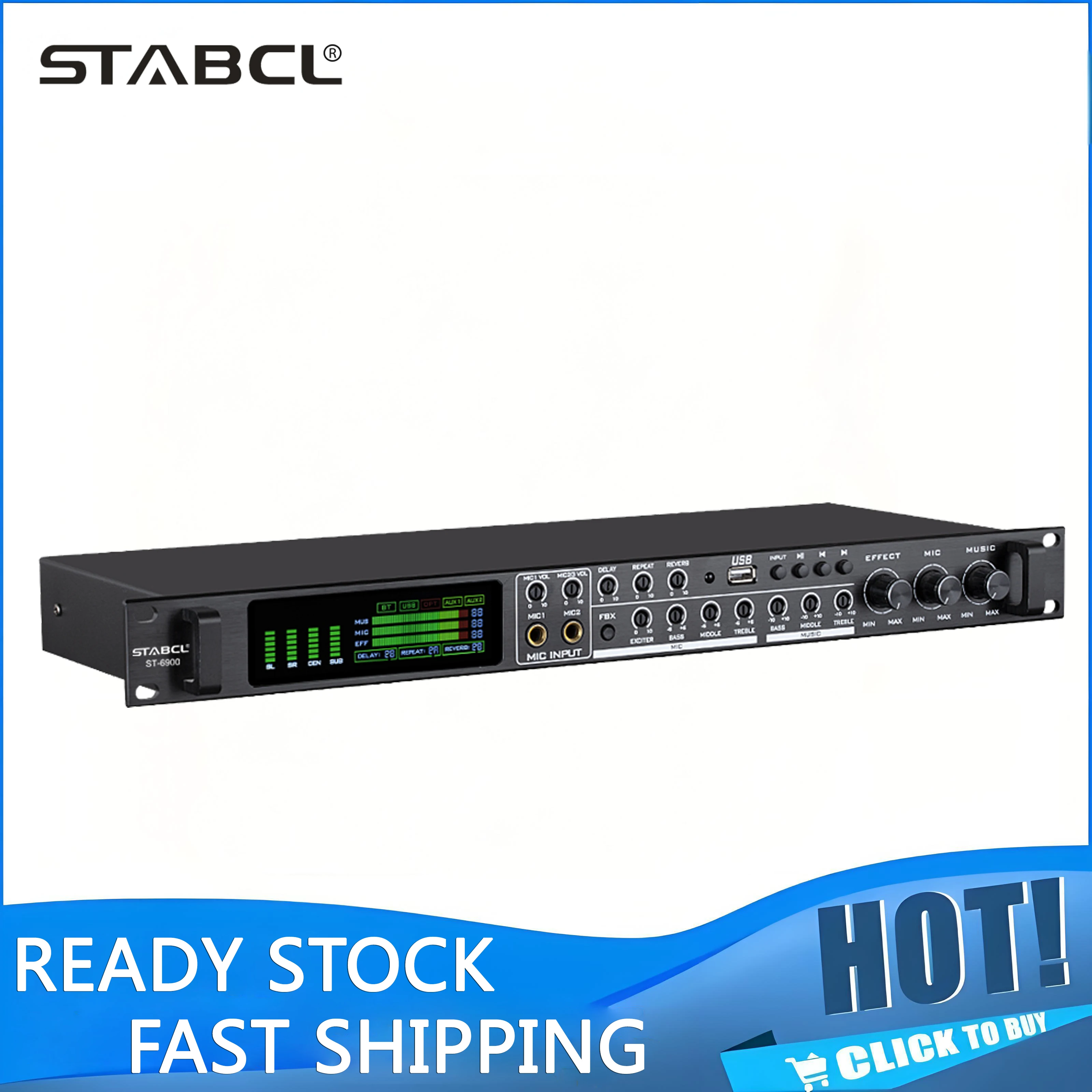 

STABCL ST-6900 Professional KTV Audio System Metal Karaoke Digital Effects Processor for Stage Applications