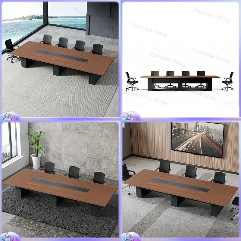 

Solid Wood Conference Table for Meeting Room 8-10 People Executive Office Desk Square Business Furniture Modern Luxury Work