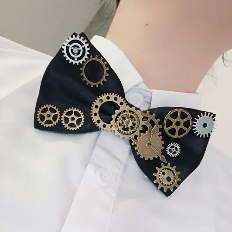 1Pcs Steam Punk Style Gear Decorative Bow Tie Boys Girls Stage Performance Fashion Exquisite Retro Adjustable Bow Tie