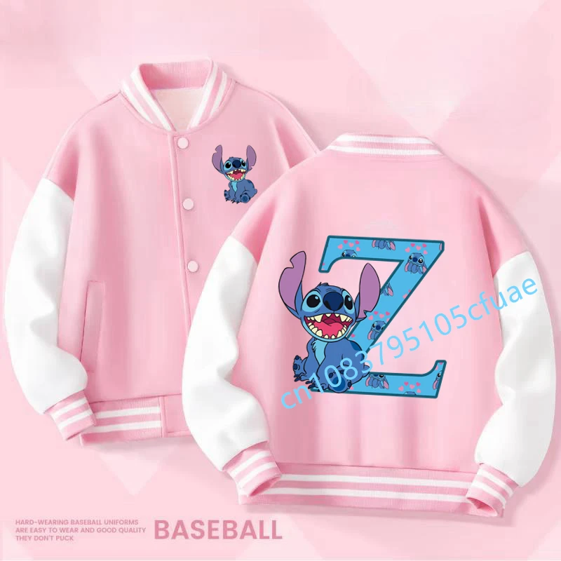Mode Anime Manga Cartoons Mädchen Junge Kinder Casual Äußere Jacke Disney Kawaii Kinder Stich Brief ABC Stich Baseball Uniform