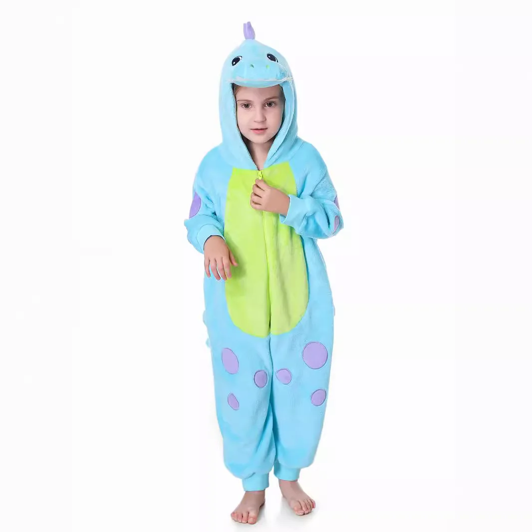 Kids Dinosaur Pajamas Children Animal Onesies Cartoon kigurumi For Halloween Cosplay Costume boys Flannel jumpsuits Sleepwear