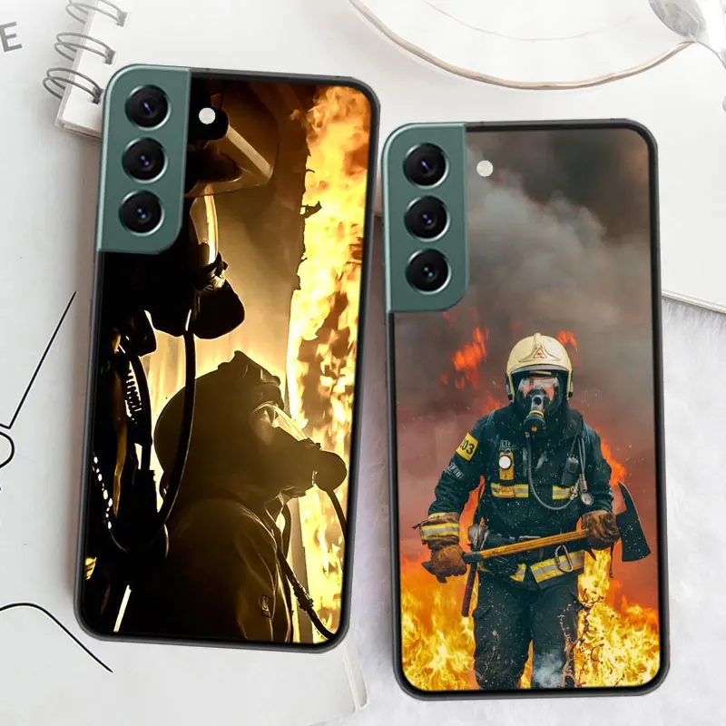 Firefighter Heroes Fireman Phone For Samsung Galaxy S24 S22 Ultra S21 Plus S20 S23 S24 FE Case S10 5G S10E S9 Cover Silicone Sof