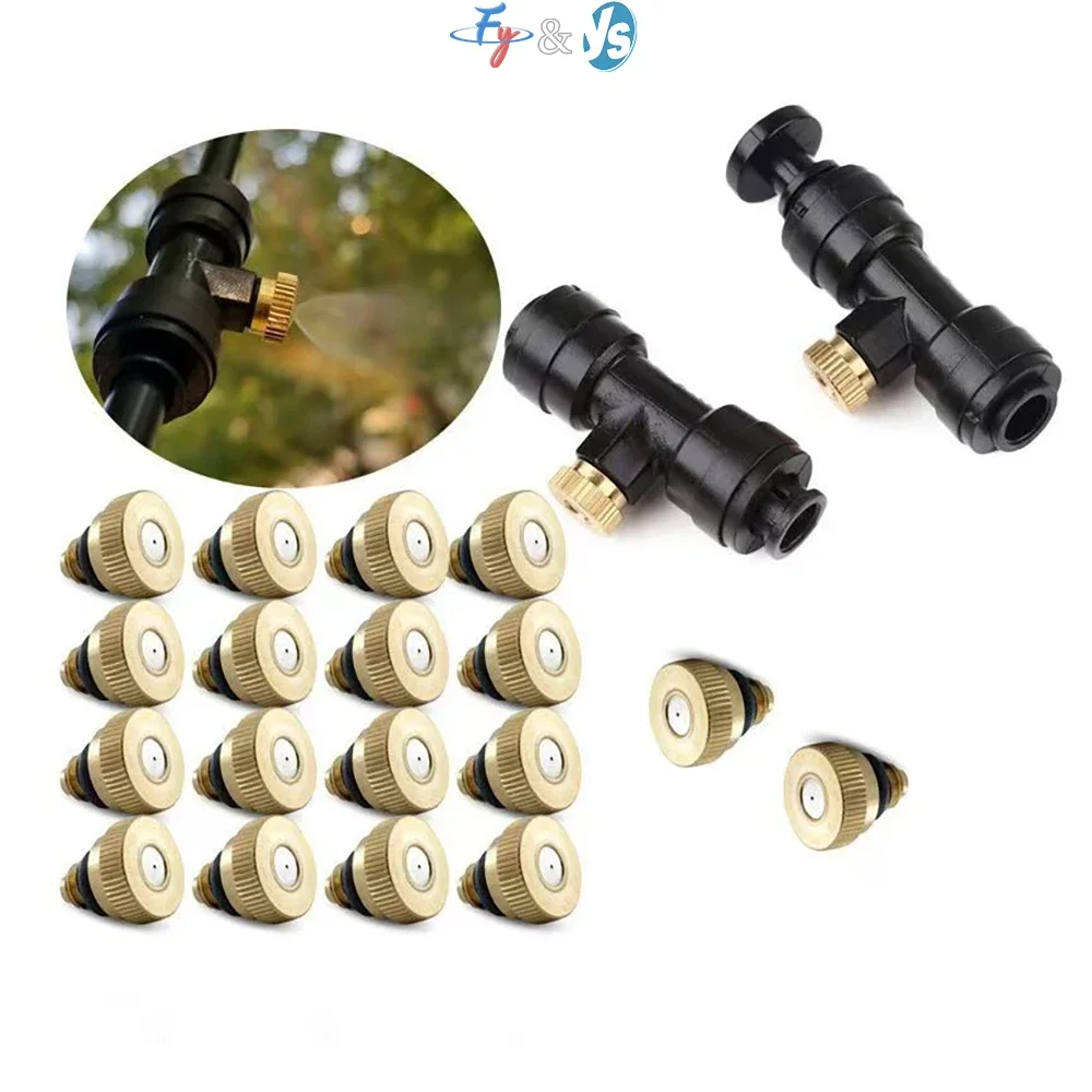 Anti Drip Brass KT Atomizing Nozzle, Low Pressure Fog Spray Nozzle for Greenhouse Cooling Agricultural Garden Irrigation
