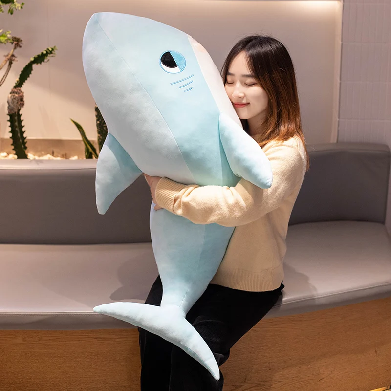 

New 60cm-110cm Super Huge Plush Shark Toy Soft Stuffed Animal Pillow For Birthday Gifts Pink Blue Cushion Doll Gift For Children