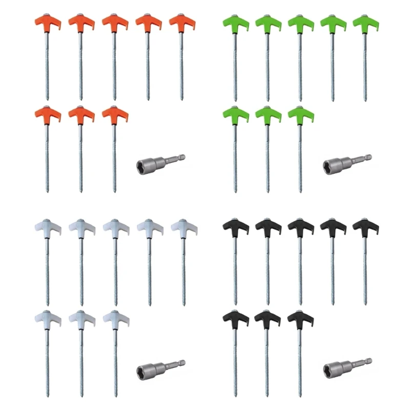 8Pcs Campings Tent Peg with Hexagon Socket Outdoor Ground Pin Long Screw Canopies Stakes Peg Hikings Tent Stakes Pin