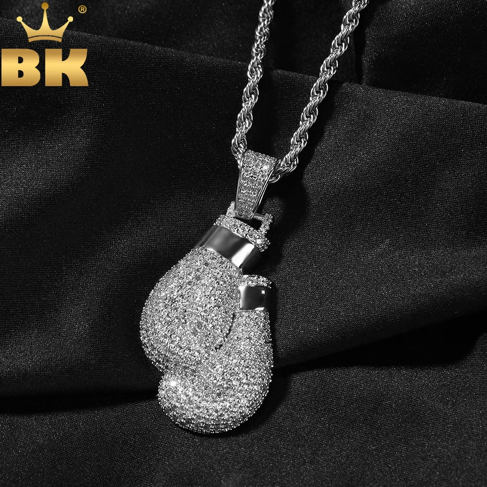 TBTK Punk Boxing Gloves Pendant Micro Paved Out Cubic Zirconia Men's Sports Casual Jewelry Hiphop Jewelry