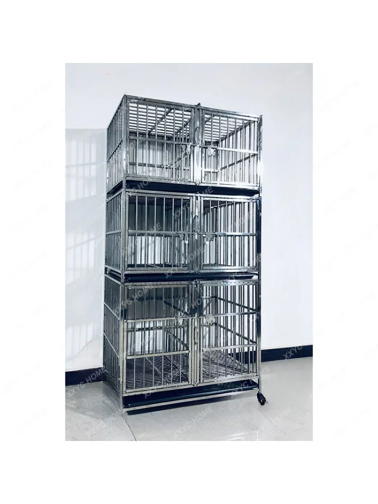 Stainless Steel Double-Layer Three-Layer Dog Cage Small Dog Medium-Sized Combination Mother and Child Pet Shop