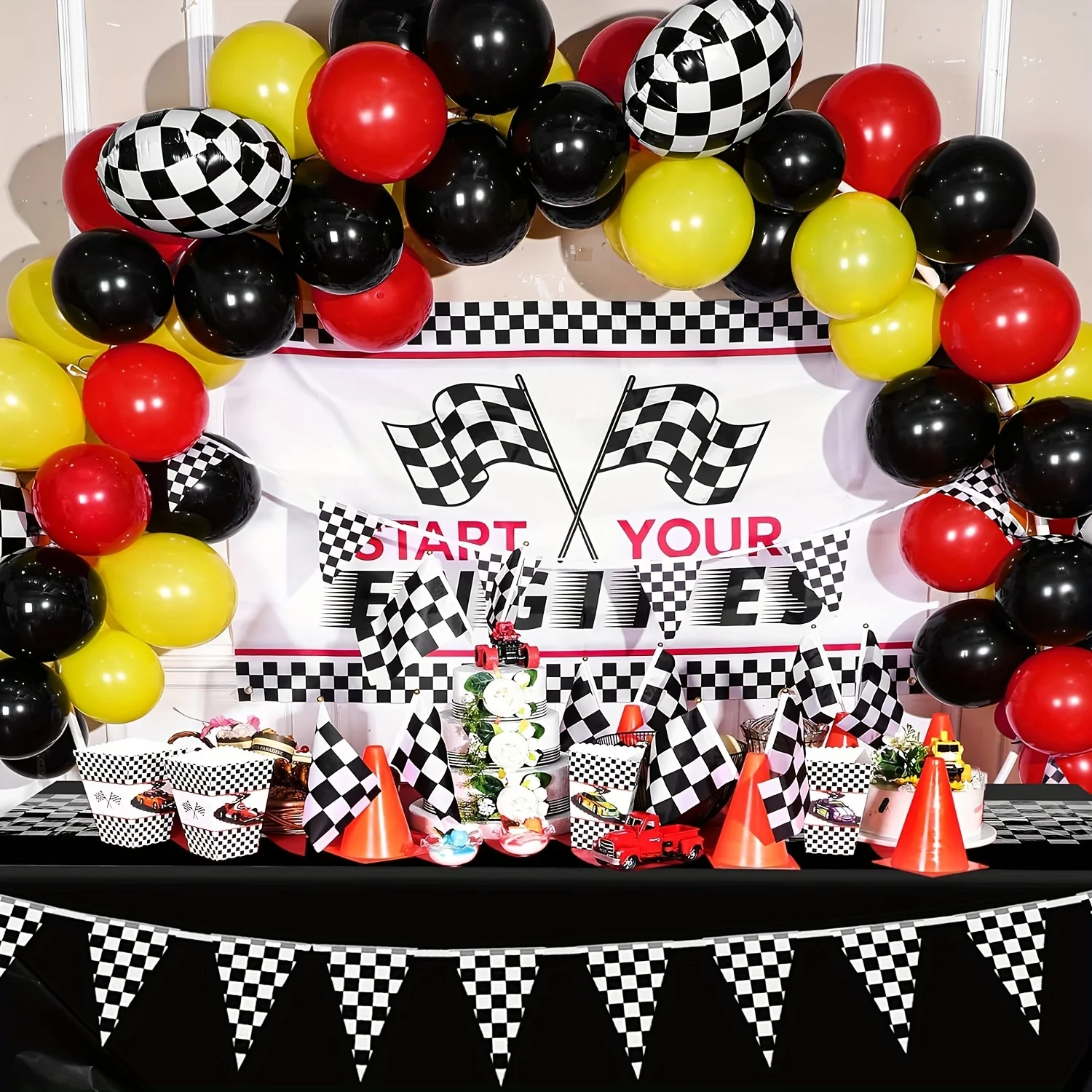 1pc Car Birthday Party Supplies, Racing Party Decorations, Road Tablecloth, Racetrack Table Runner, Table Covers For Car Theme