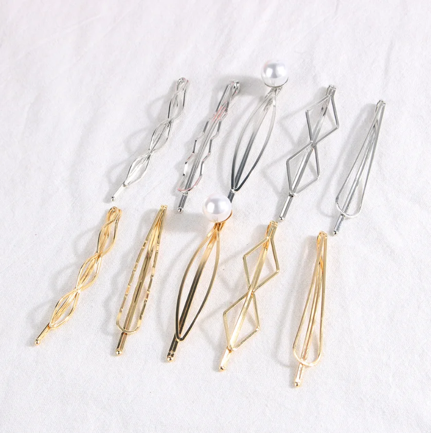 5PC Gold Color Hair Clip Bobby Pins Wavy Fashion Hairpins Metal Barrettes Invisible BB Clip Wave Hairgrip Hair Clips Accessories