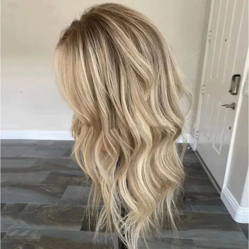 الرماد شعر مستعار أشقر الجذور الداكنة العسل شقراء أومبير Balayage متموجة الاصطناعية الدانتيل شعر مستعار أمامي شعر مستعار أشقر طبيعي شعر مستعار طبيعي للنساء