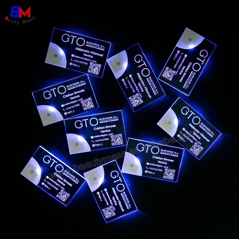 Customized.product.Laser Engraved LED light Business Card Light Custom Design Acrylic Luminescence customized cards