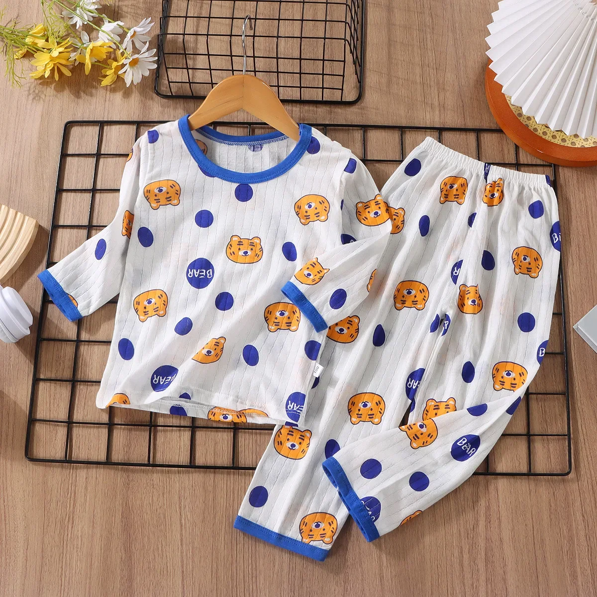 2024 Summer New Children's Cotton Set Baby Homewear for Boys Air Conditioning Clothes Girls Thin Pajamas Children Clothing Set