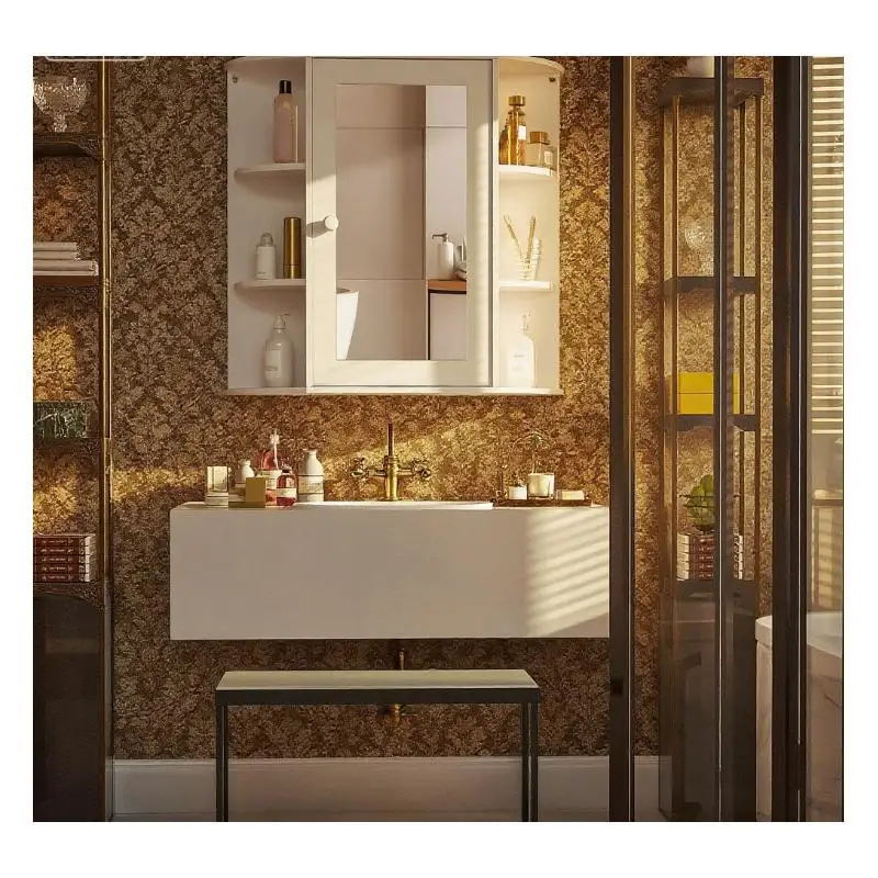 خزانة أدوية الحمام مع مرآة، منظم تخزين لمستلزمات التجميل والطب - حل أنيق مثبت على الحائط للصغار #3