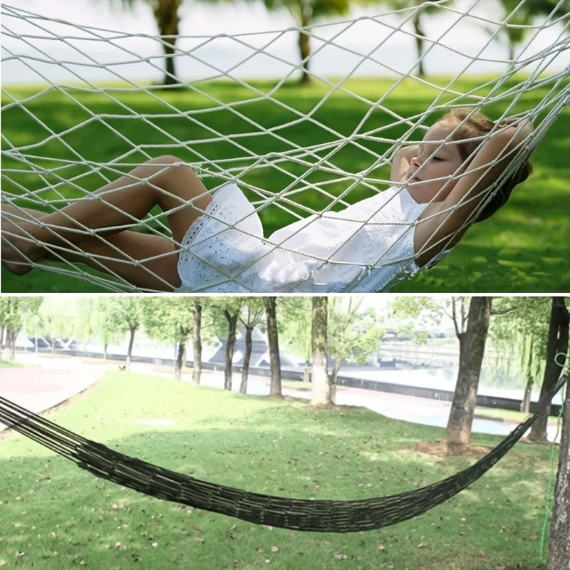 Durable & Lightweight Nylon Hammock: Your Ideal Outdoor Companion for Camping, Garden Fun & Relaxation - Breathable Knit Fabric