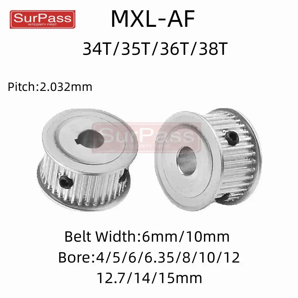 

AF Type 34T/35T/36T/38Teeth MXL Timing Pulley Bore 4/5/6/6.35/8/10/12/12.7/14/15mm for 6/10mm Width Belt Used In Linear Pulley