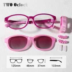 Flexible 2 In 1 Kids Sunglasses Clips On Glasses Children's Shades Girls UV400 Sun Glasses 0 Diopter Optic Eyeglass Frame Pink