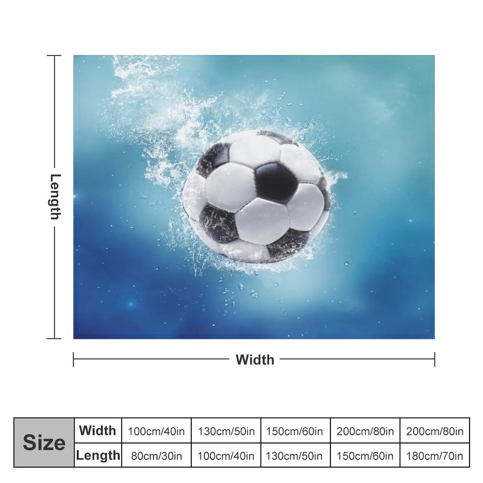 Soccer Water Splash Throw Blanket Thermal Retros Furry Blankets