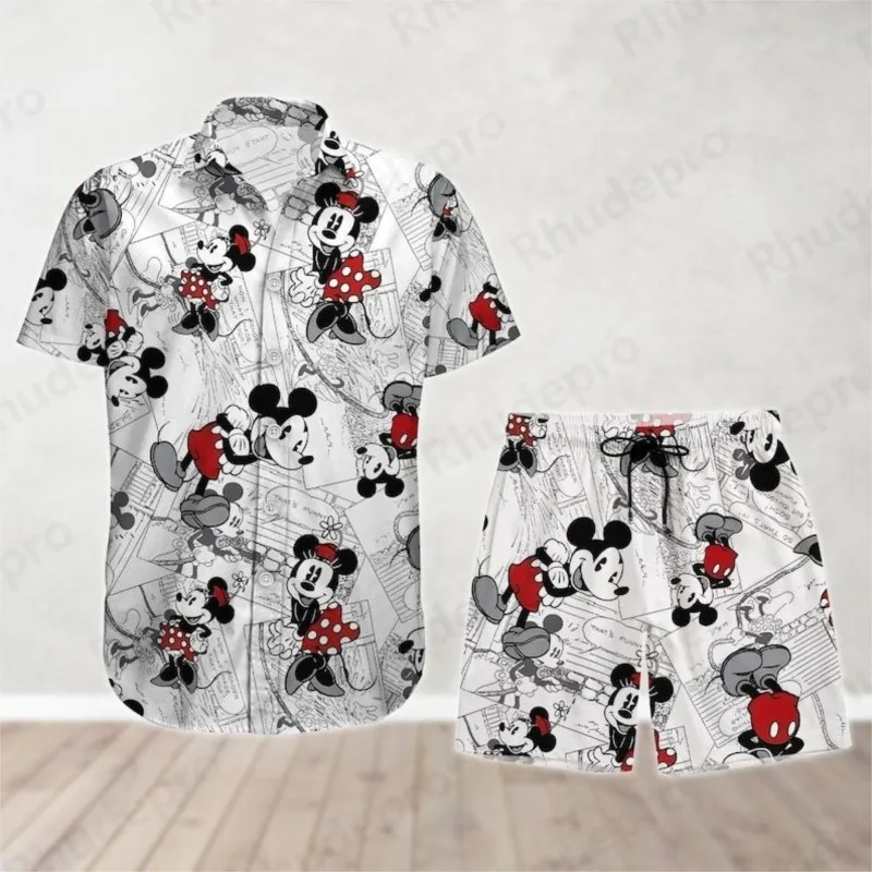 

Гавайская рубашка с Микки Дональдом Даком Диснея, шорты, костюм для мужчин и женщин, Гавайская рубашка, рубашка на пуговицах с короткими рукавами и героями мультфильмов