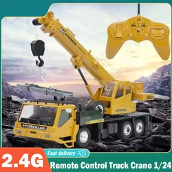 1:24 Remote Control Truck Crane Toys 2.4G RC Lift Simulation Engineering Crane Eletric Model Children's Toy Model RC Car Gift