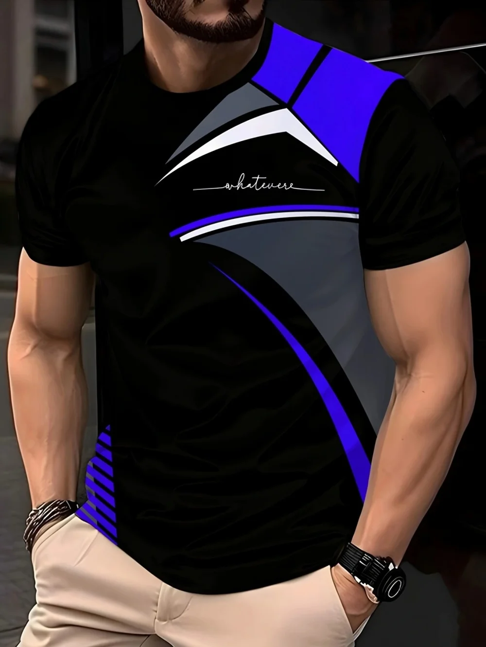 Herren Übergrößen Kurzarm-T-Shirts mit 3D-Unregelmäßiger Grafikdruck Weich Bequem für Tägliches Tragen Sport Fitness Herren-T-Shirt