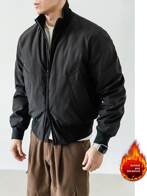 سترة طيران أمريكية الطراز للرجال، معطف قطني قصير سميك للخريف والشتاء، ملابس خارجية دافئة للشارع الراقي، ملابس كاجوال للراحة #2