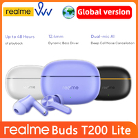 realme Buds T200 Lite Global version Dual-mic Al 12.4mm Dynamic Bass Driver Up to 48 Hours Playback IPX4 Water Resistance