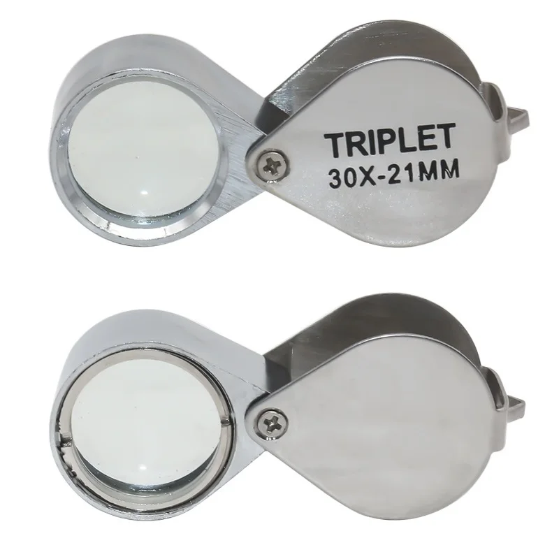 Folding Jewllery Loupe Portable Magnifying Glass Pocket Size Lovely Jewllery Magnifier 30X Magnification Metal Silver 30*21 mm