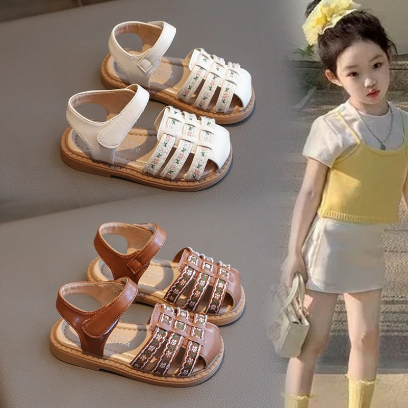 

Summer Girls Roman Sandals2026New Korean Version Child Princess SoftShoe Fashion Girl Matching Skirt Sandal Leisure ChildSandals