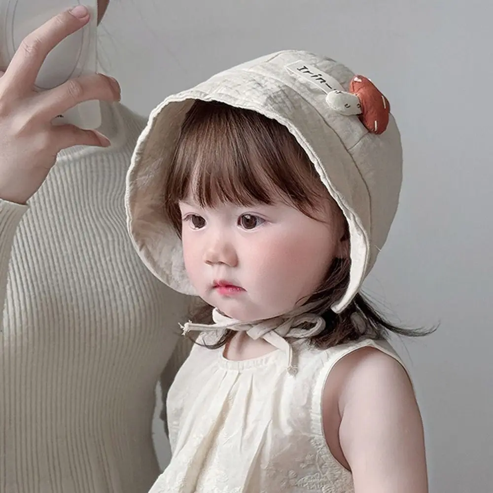 

Comfortable Breathable Mushroom Kids Sunhat Korean Style Foldable Baby Bucket Hat Cotton Anti-UV Sunscreen Cap 5-24 Months