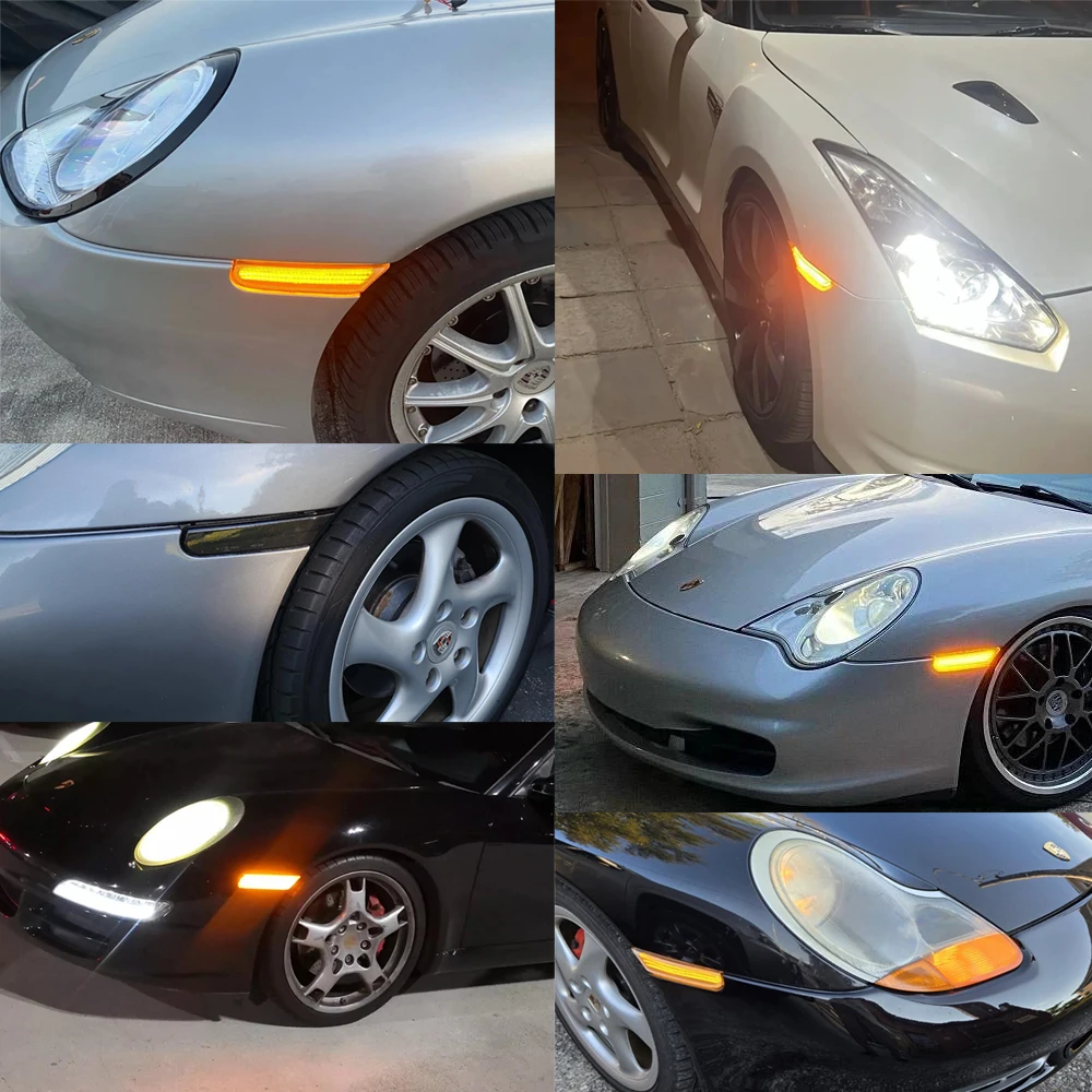 ポルシェ-ボクスター-986-996-911-カレラ-4s-ターボ-タルガ-gt2-gt3-ダイナミック用-led-フローウィンカー-フロントフェンダー-サイドマーカー-インジケーターライト