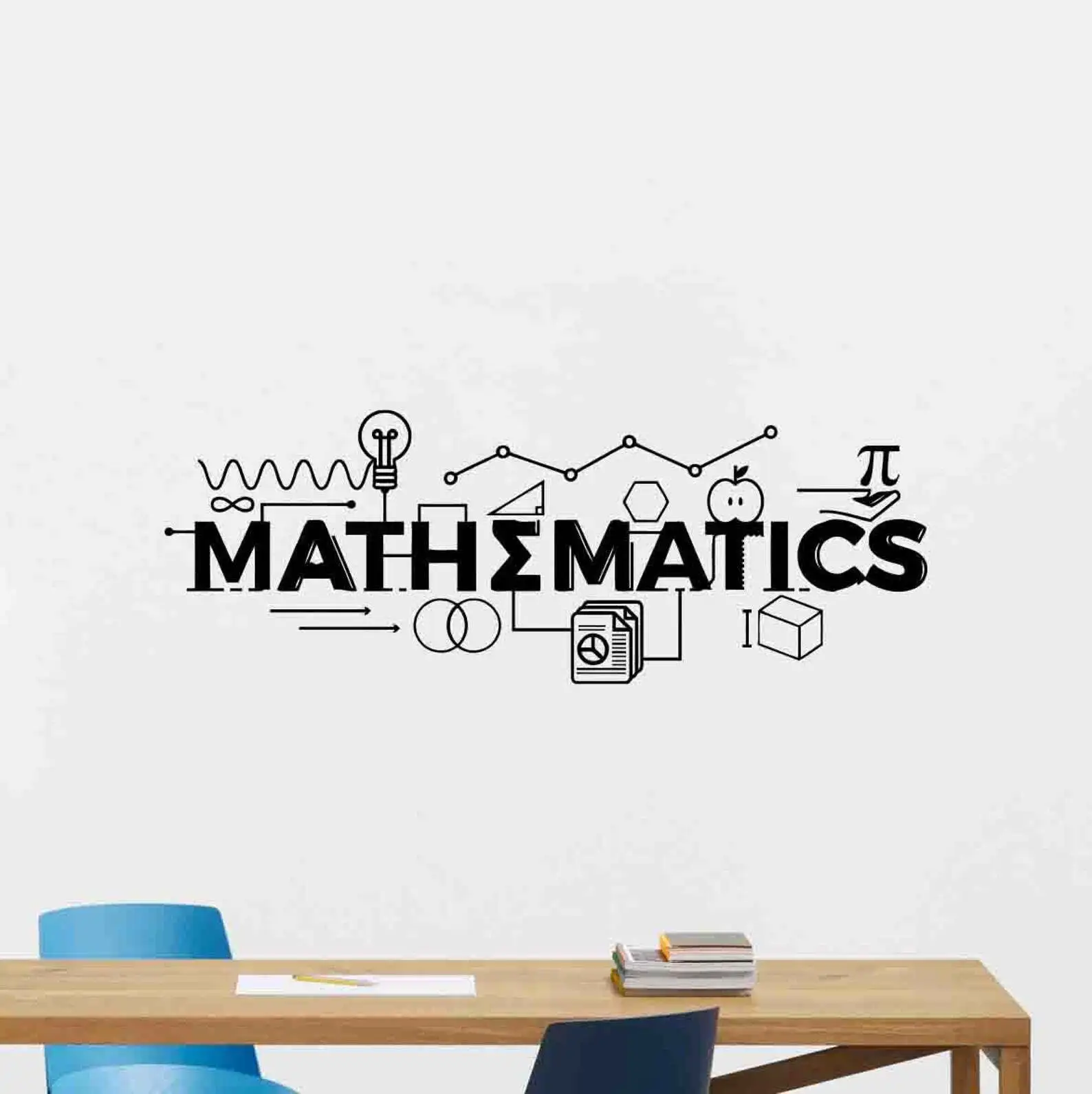 Edukacja matematyczna ściana tematyczna naklejka matematyczna dekoracja szkolna naklejka winylowa plakat motywacyjny ścienny Sx04