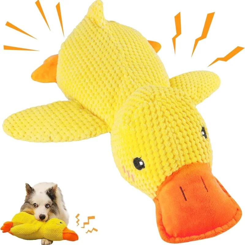 

Quack Duck Dog Toy Durable The Mellowss Puppy Calming Pet Squeak Toys Soft Plush Yellow Stuffed Dog Chew Toy for Dogs Indoor