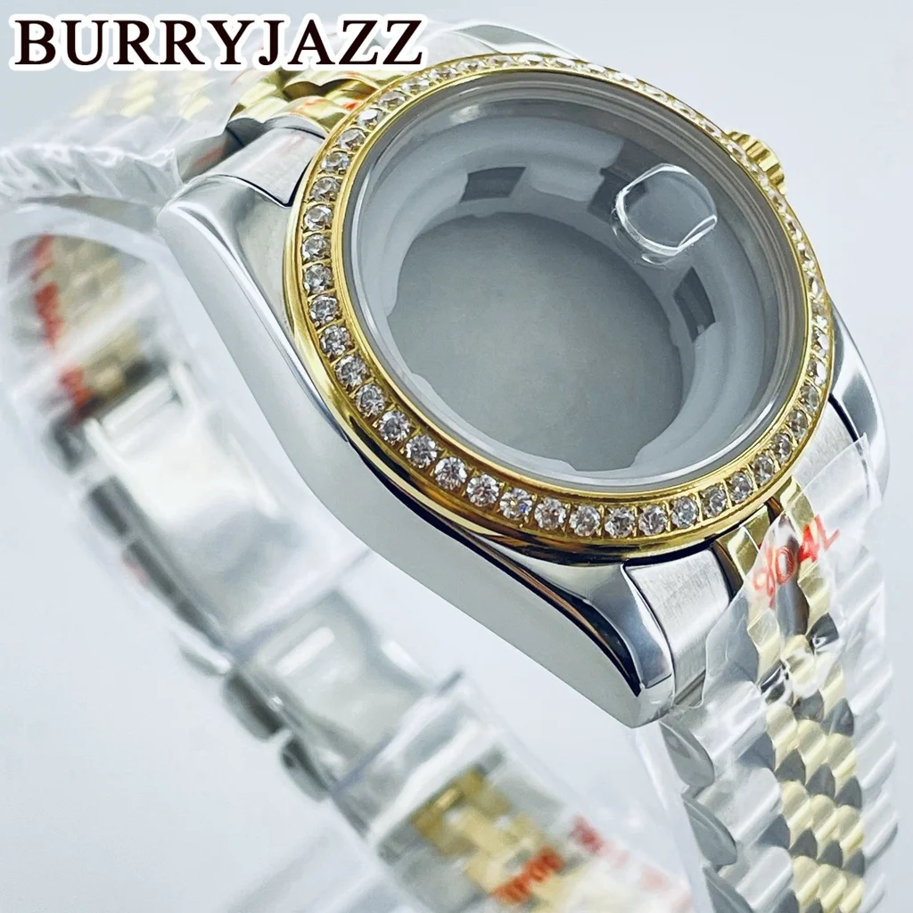 BURRYJAZZ 31 мм NH05 NH06 Серебро Золото Твердый корпус из нержавеющей стали с сапфировым стеклом и бриллиантами